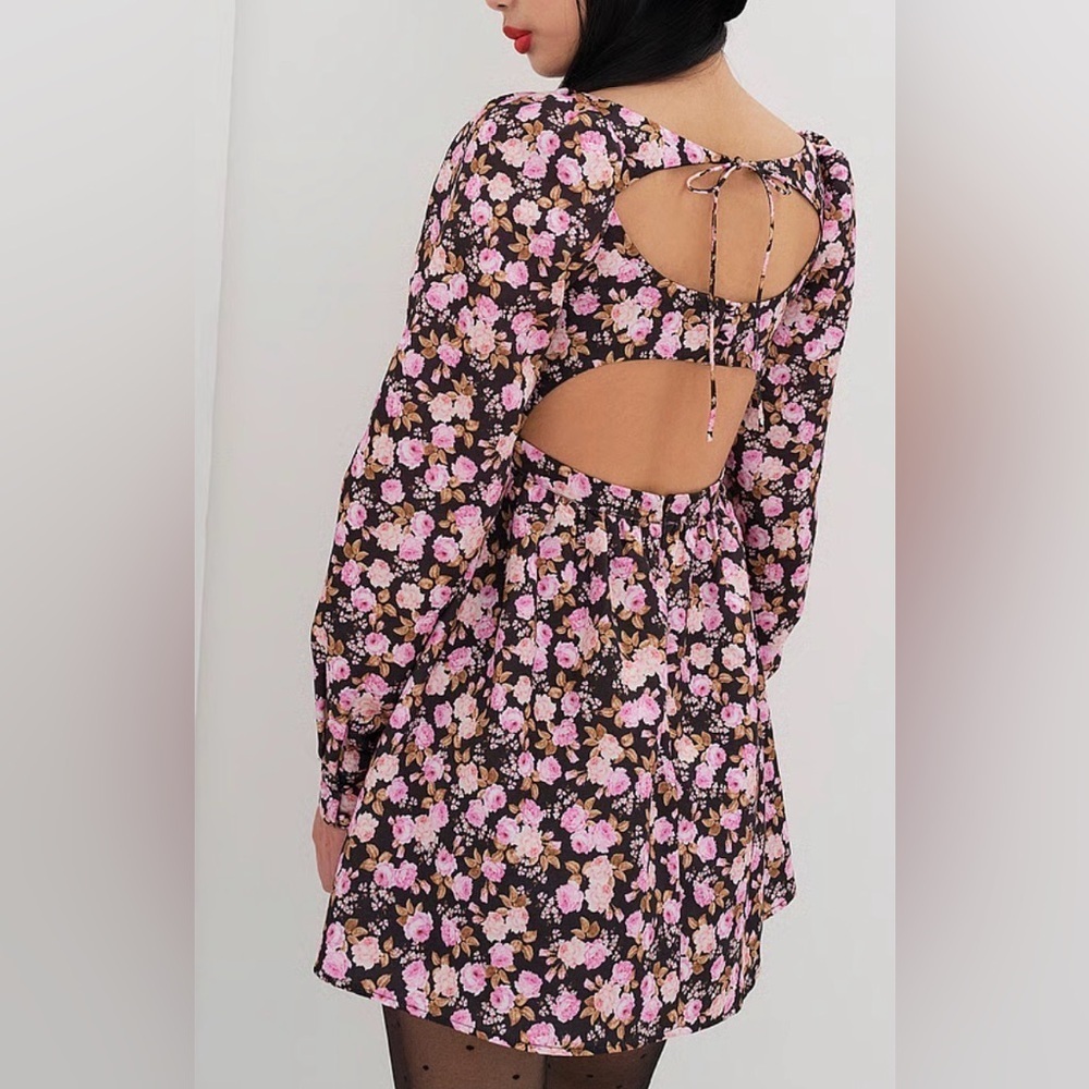 FOR LOVE & LEMONS Kate Long Sleeve Mini Dress Floral SM COQUETTE FESTIVAL NWT - Picture 9 of 11